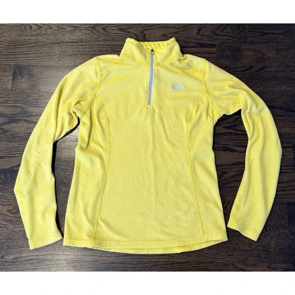 The North Face Sweater Womens Small Yellow Fleece Quarter Zip Pullover Top - Picture 1 of 6